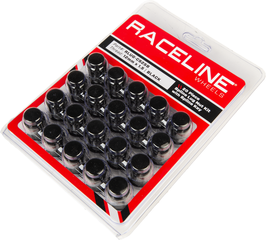 RACELINE 12MMX1.50 LOCK STYLE LUG 20/PK LOCK STYLE LUG NUTS BLK