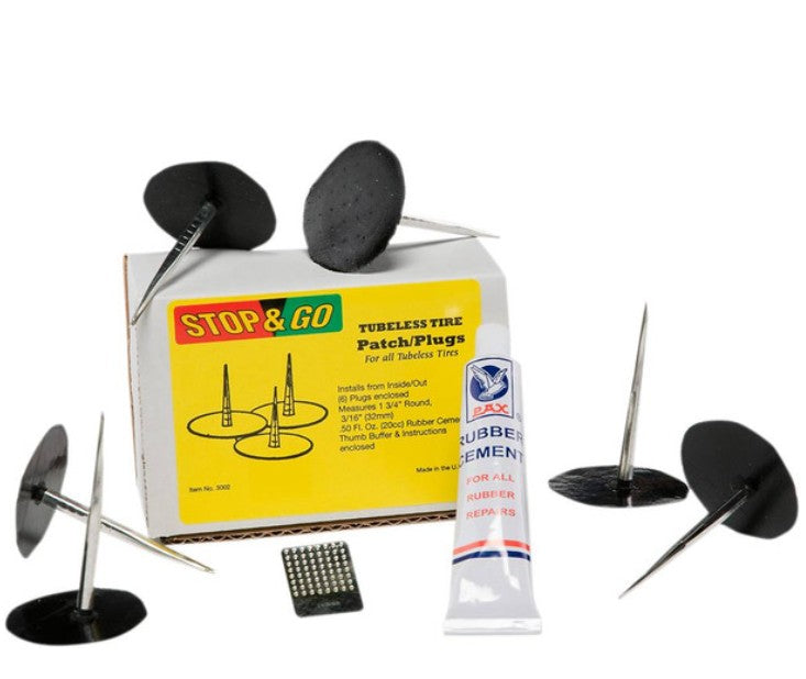 Stop & Go International - 3002 - Patches/Plugs and Rubber Cement - Tire - Replacement - Kit